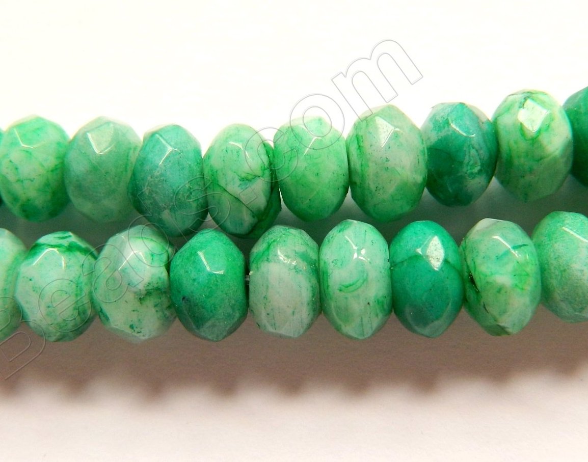 Green Brazilian Agate  -  Faceted Rondels  16"     8 x 5 mm