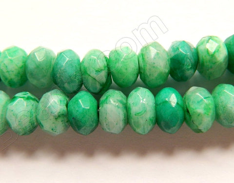 Green Brazilian Agate  -  Faceted Rondels  16"     8 x 5 mm
