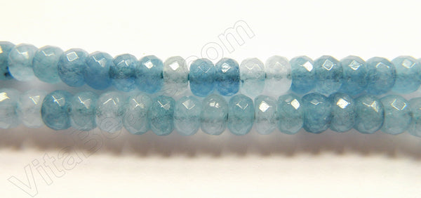 Multi Aquamarine Jade  -  Faceted Rondel 16"     8 mm