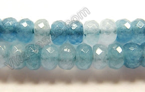 Multi Aquamarine Jade  -  Faceted Rondel 16"     8 mm