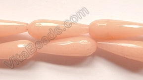 Light Yellow Peach Jade  -  Faceted Long Drops  16"