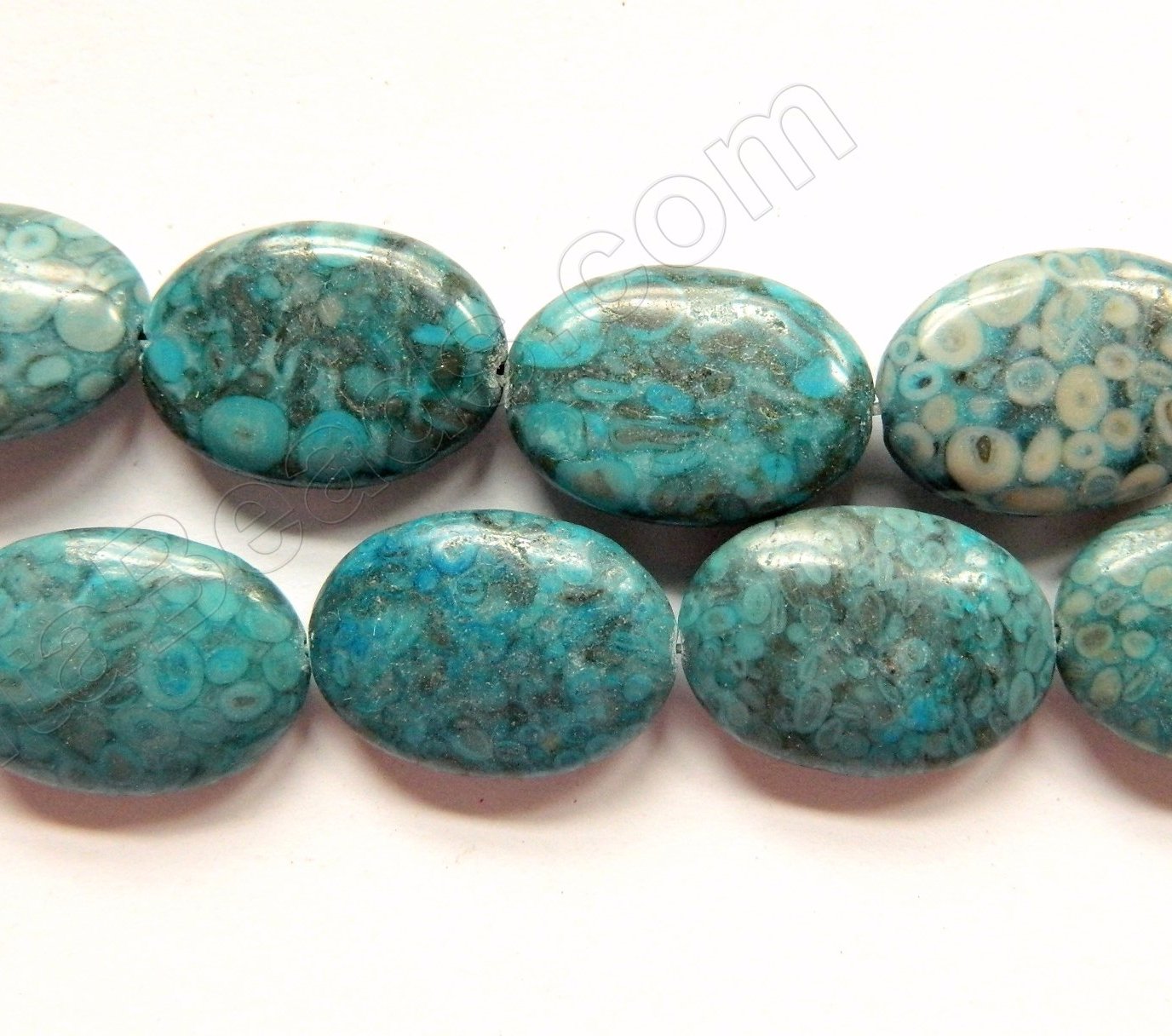 Blue Fossil Agate  -  Puff Ovals 16"