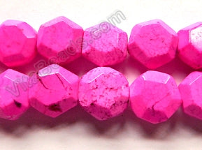 Hot Fuchsia Crack Turquoise  -  Faceted Hexagon Nuggets 16"