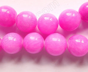 Fuchsia Pink Mashan Jade  -  Big Smooth Round Beads 16"