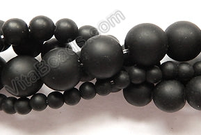 Frosted Black Crystal Quartz  -  Smooth Round  16"