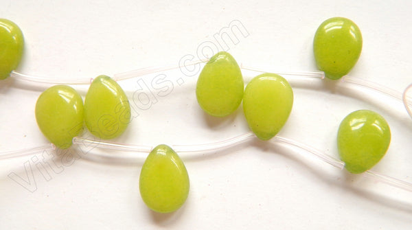 Light Olive Green Jade  -  Smooth Flat Briolette 16"