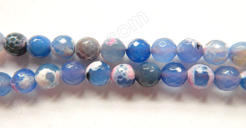 Mixed Blue White Purple Fire Agate  -  Faceted Round
