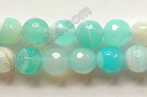 Light Amazonite Sardonix Agate  -  Faceted Round  15"