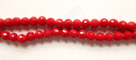 Dark Red Synthetic Coral  -  Faceted Round