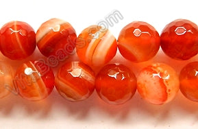 Carnelian Sardonix Agate  -  Faceted Round  16"