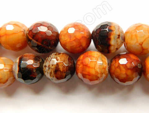 Orange Brown Fire Agate  -  Faceted Round 16"