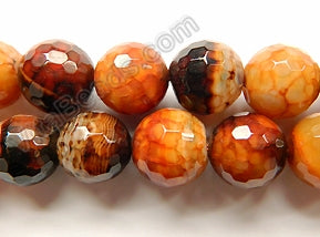 Orange Brown Fire Agate  -  Faceted Round 16"
