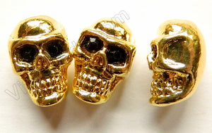 Gold Plated Pewter Bead, Pendant  -  Carved Skull
