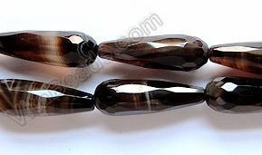 Black Sardonix Agate  -  Faceted Long Drops  16"
