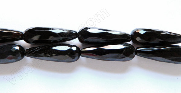 Black Onyx AA -  Faceted Long Drops  16"