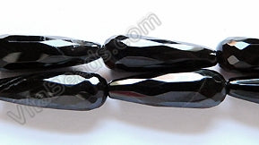 Black Onyx AA -  Faceted Long Drops  16"