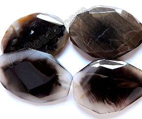 Brown White Agate  -  Big Machine Cut Ovals 14"