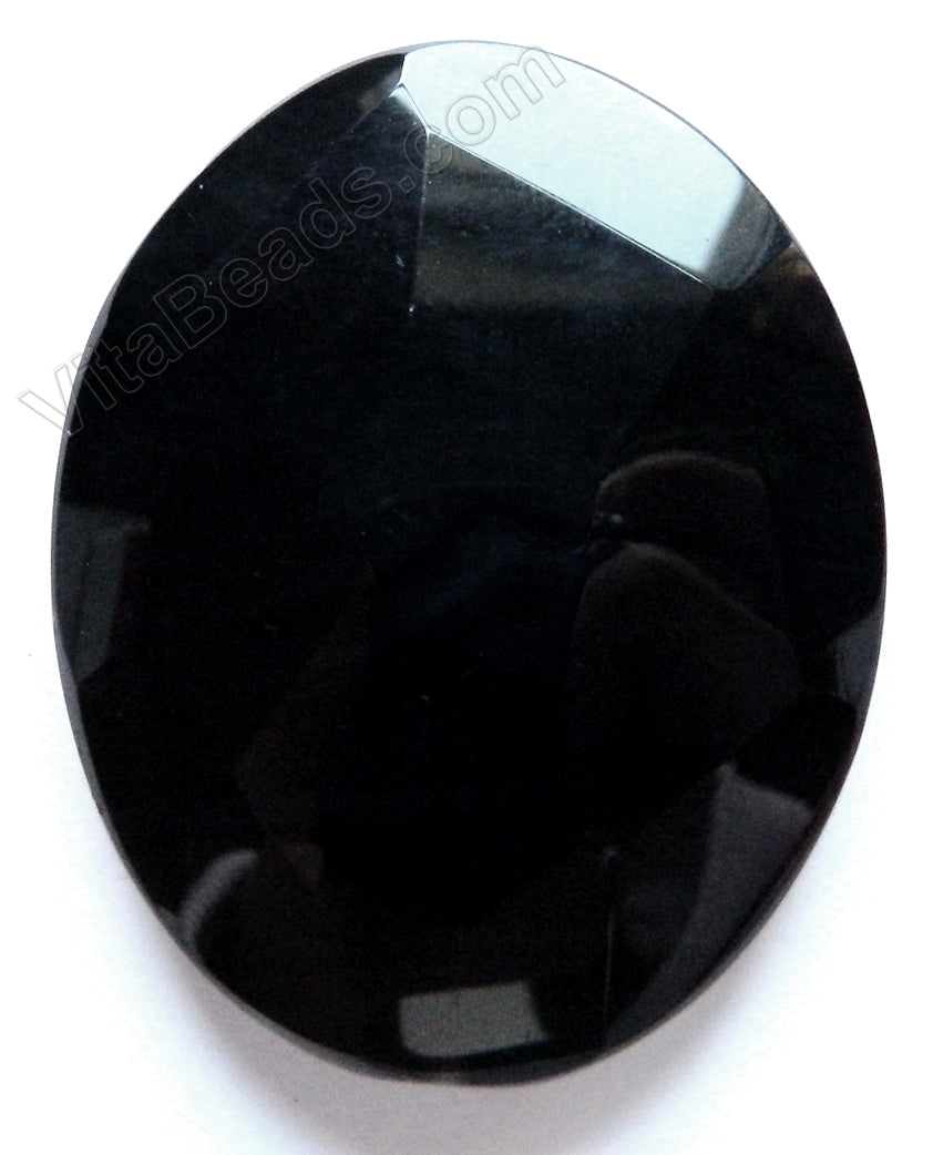 Black Onyx - Irregular Machine Cut Oval Pendant