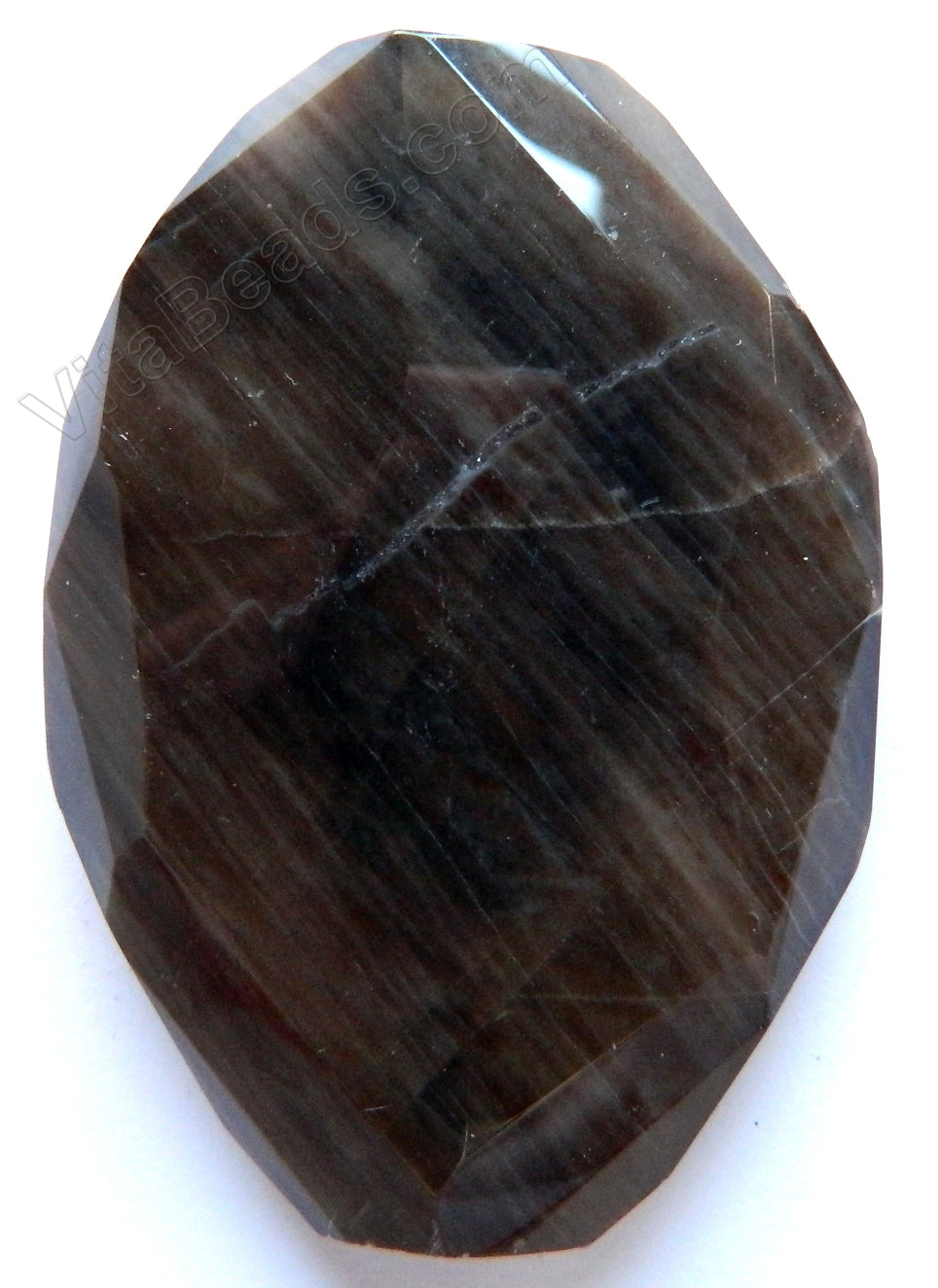 Black Brown Agate - Irregular Machine Cut Oval Pendant