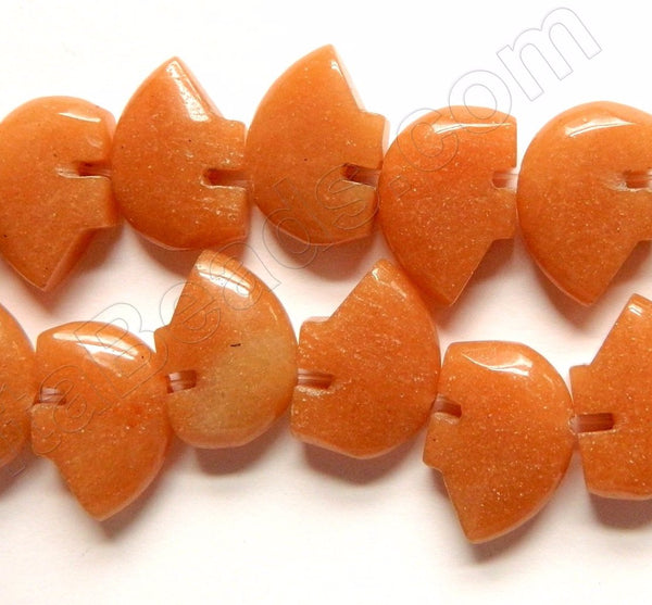 Red Aventurine Dark  -  Carved Bear Beads  16"