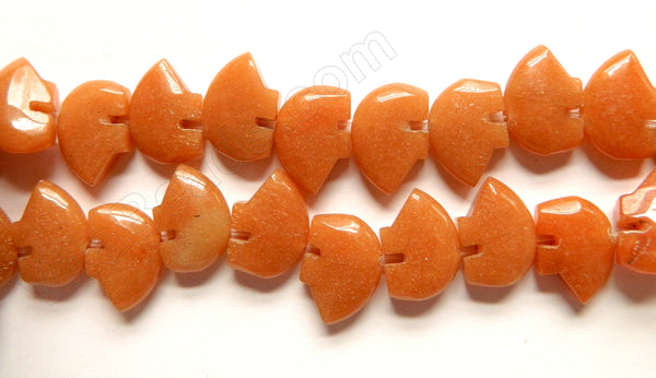 Red Aventurine Dark  -  Carved Bear Beads  16"