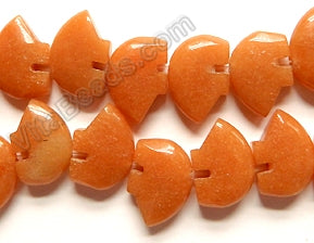 Red Aventurine Dark  -  Carved Bear Beads  16"