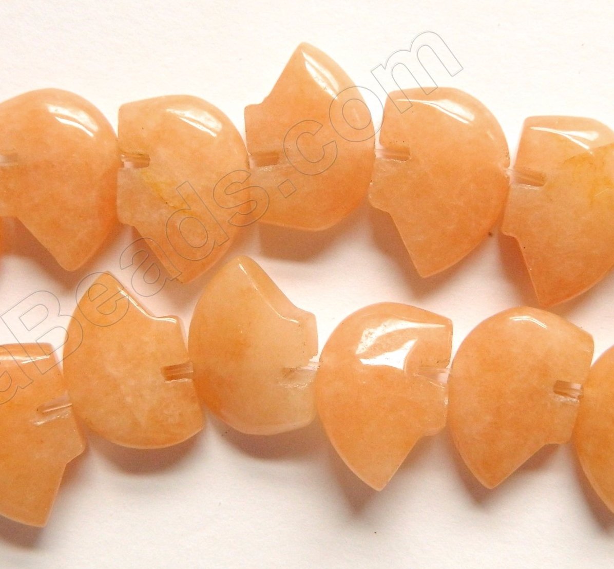 Red Aventurine Light  -  Carved Bear Beads  16"