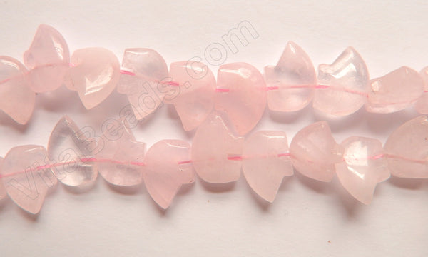 Rose Quartz  -  Carved Bear Beads  16"