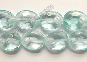 Aqua Quartz  -  Faceted Oval Donut w/ Hole  16"