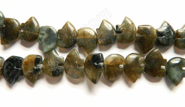 Labradorite  -  Carved Bear Beads  16"