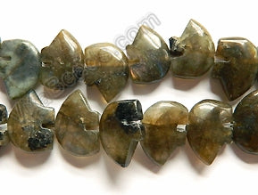 Labradorite  -  Carved Bear Beads  16"