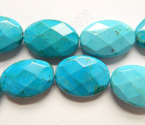 Deep Blue Cracked Chinese Turquoise  -  Faceted Ovals  16"