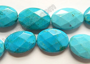 Deep Blue Cracked Chinese Turquoise  -  Faceted Ovals  16"