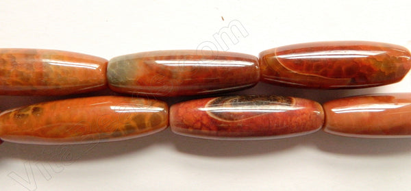 Dark Red Fire Agate  -  Smooth Long Rice  16"