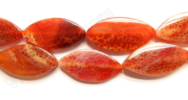 Red Fire Agate  -  Big Horse Eye Puff Ovals  14"