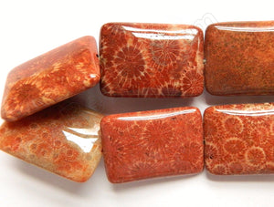 Red FossilCoral  -  Big Puff Rectangles  16"