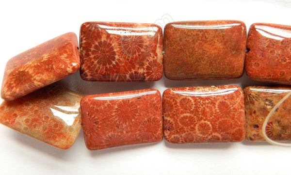 Red FossilCoral  -  Big Puff Rectangles  16"