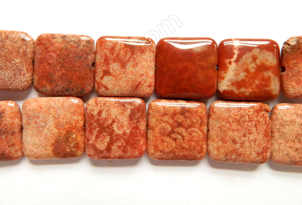 Red FossilCoral  -  Big Puff Squares  16"