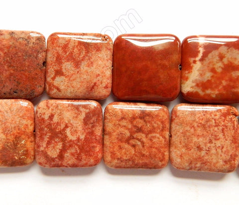Red FossilCoral  -  Big Puff Squares  16"