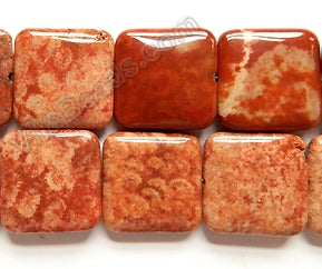 Red FossilCoral  -  Big Puff Squares  16"