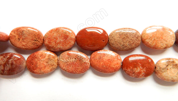 Red FossilCoral  -  Puff Ovals  16"