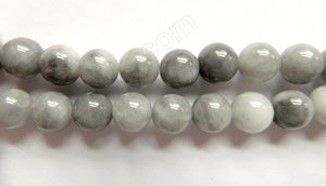 Grey Eagle Eye Quartz  -  Smooth Round Beads  16"