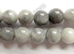 Grey Eagle Eye Quartz  -  Smooth Round Beads  16"