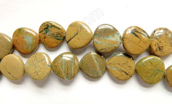 Cyan Green Impression Jasper  -  Puff Almonds 16"