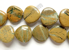 Cyan Green Impression Jasper  -  Puff Almonds 16"