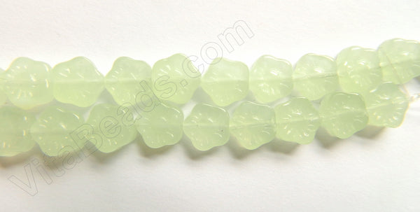New Jade (Synthetic)  -  Carved Daisy Flower Strand 9"    10 mm