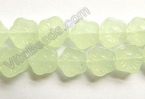New Jade (Synthetic)  -  Carved Daisy Flower Strand 9"    10 mm