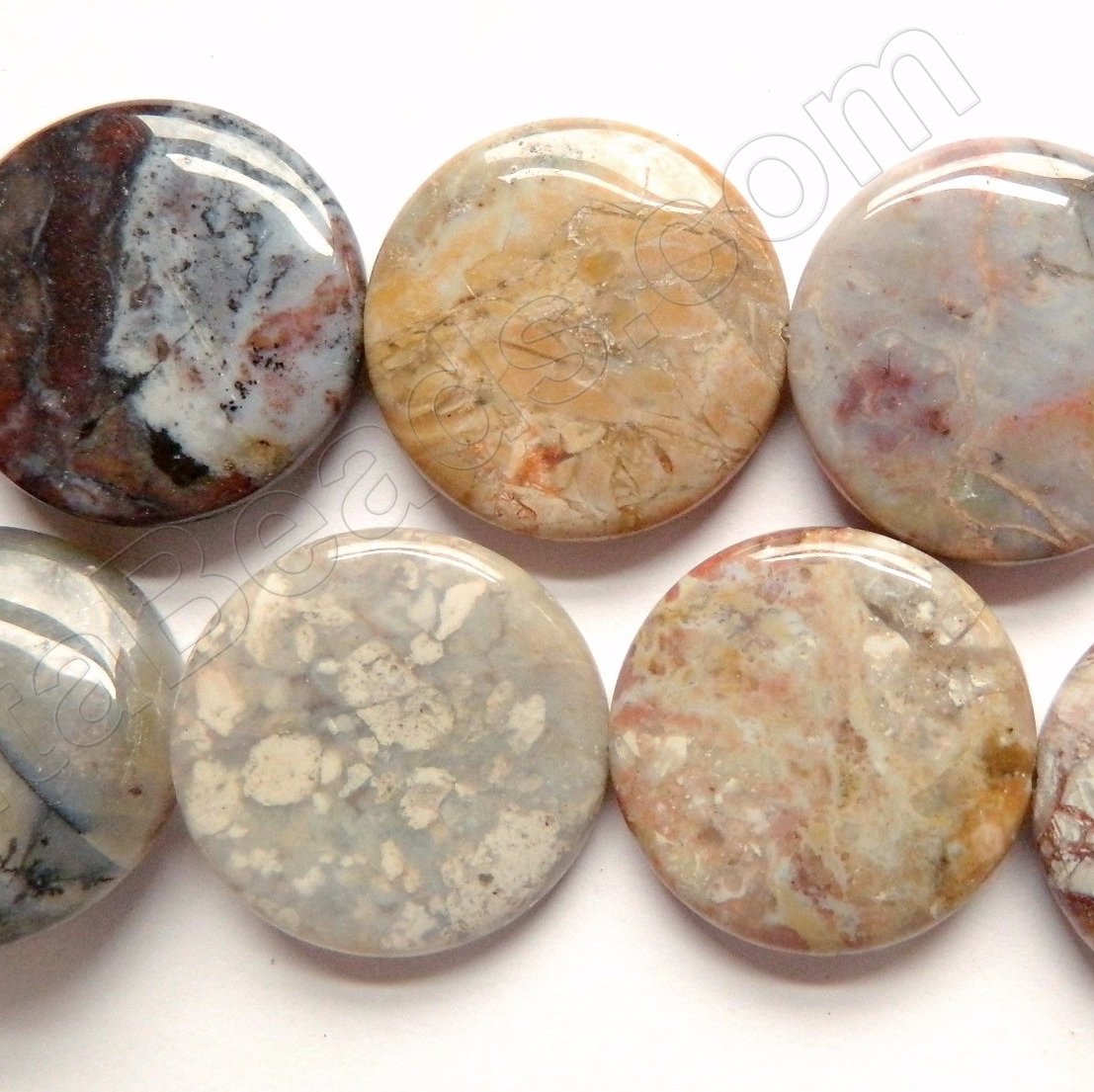 Bamboo Leaf Jasper AA  -  Big Puff Coins  16"