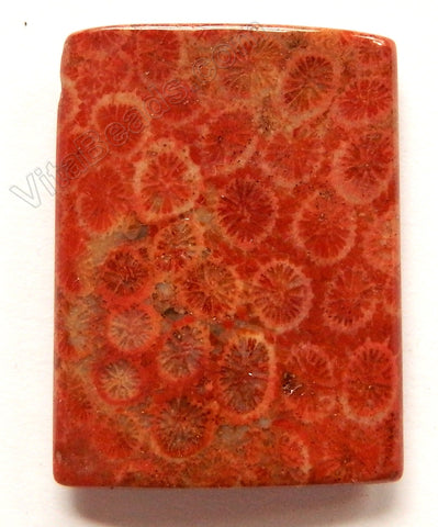 Pendant - Puff Thin Tube - Red Fossil Jasper