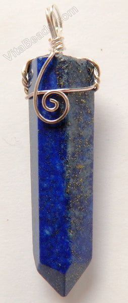 Lapis Lazulli  -  6-Side Pendulum Pendant w/ Wired Silver Bail